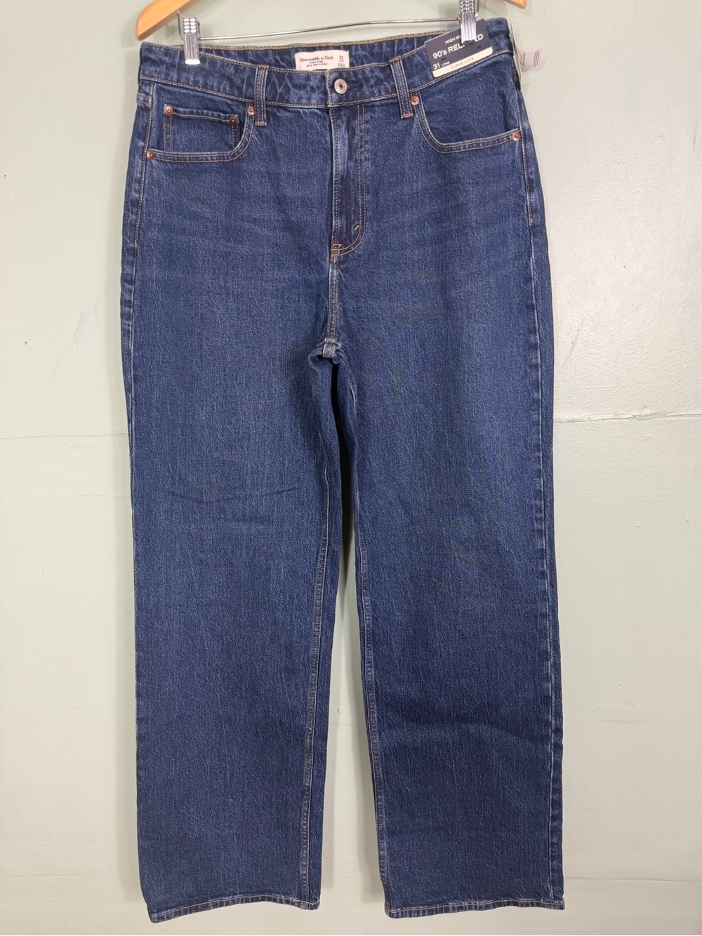 Abercrombie & Fitch High Rise 90’s Relaxed Curve Love Dark Wash Women 31 Long - Picture 3 of 7